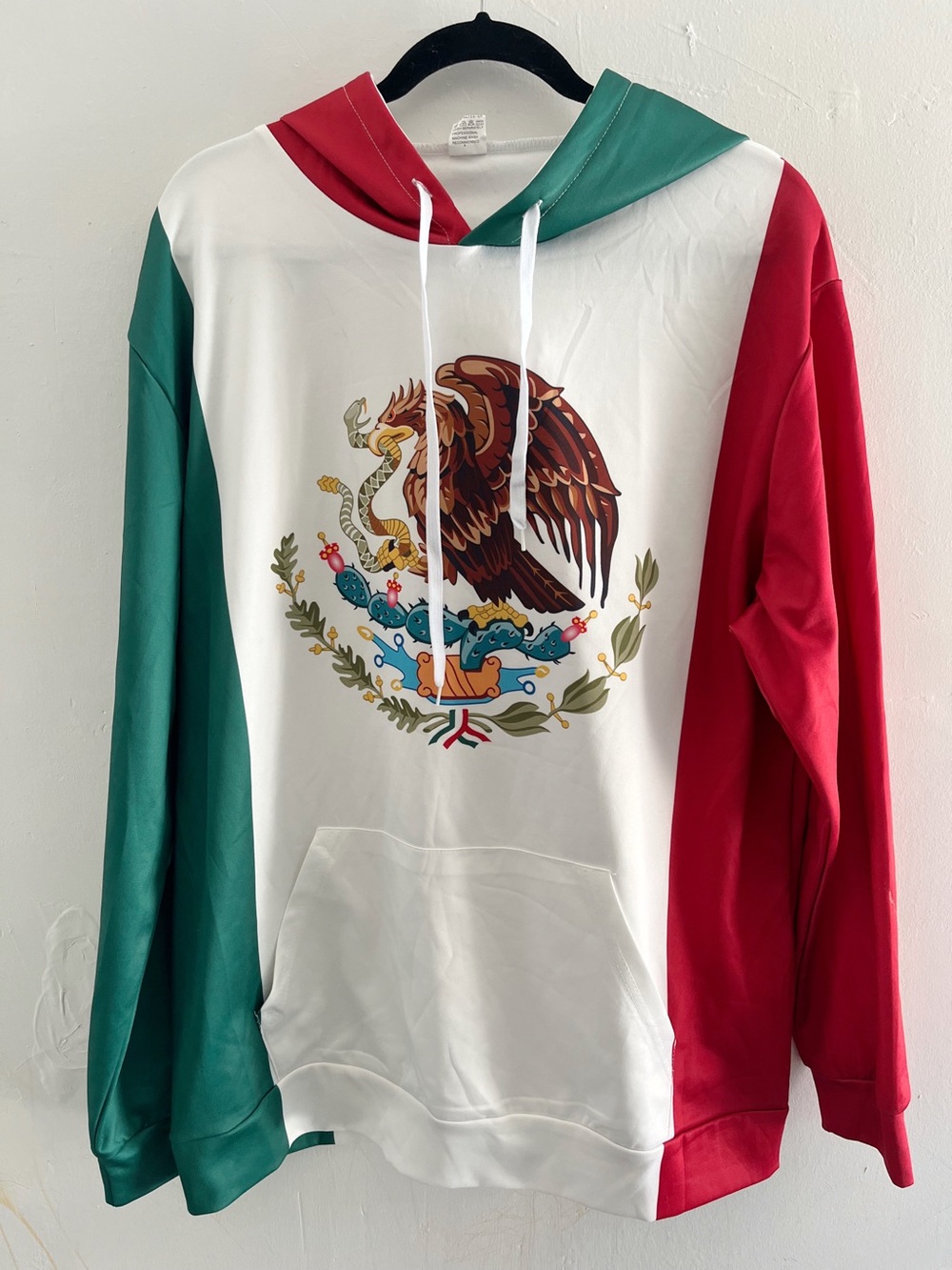 Mexico Flag Tricolor Pullover Hoodie - Green White Red - Picture 2 of 7